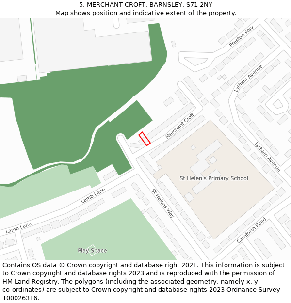 5, MERCHANT CROFT, BARNSLEY, S71 2NY: Location map and indicative extent of plot