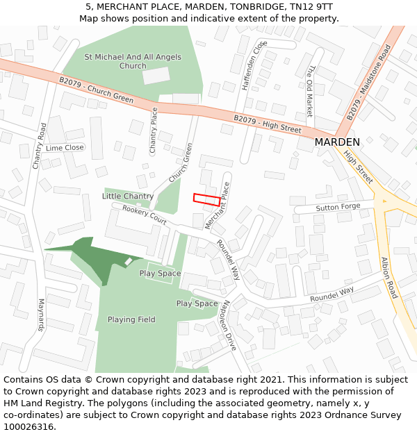 5, MERCHANT PLACE, MARDEN, TONBRIDGE, TN12 9TT: Location map and indicative extent of plot