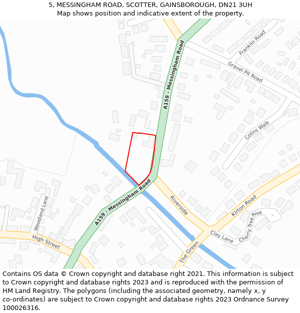 5, MESSINGHAM ROAD, SCOTTER, GAINSBOROUGH, DN21 3UH: Location map and indicative extent of plot