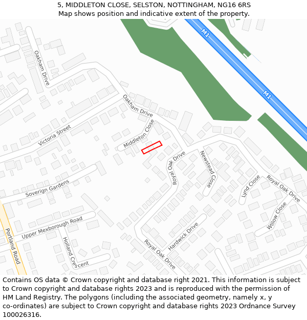 5, MIDDLETON CLOSE, SELSTON, NOTTINGHAM, NG16 6RS: Location map and indicative extent of plot