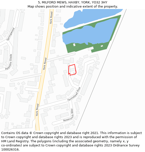5, MILFORD MEWS, HAXBY, YORK, YO32 3HY: Location map and indicative extent of plot