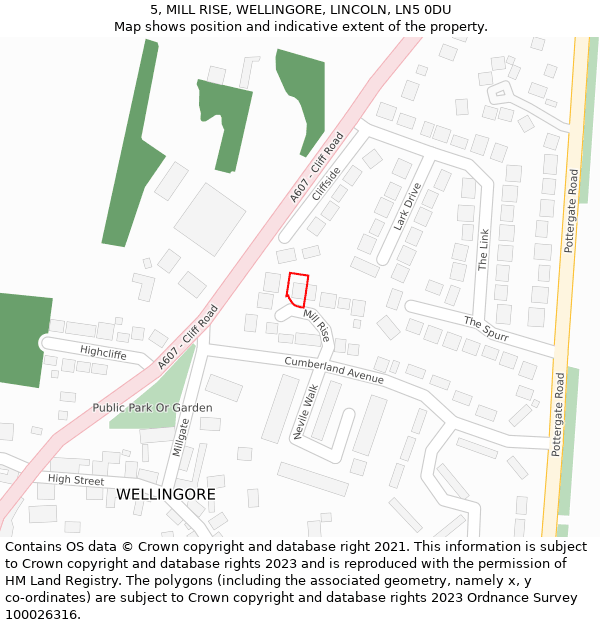 5, MILL RISE, WELLINGORE, LINCOLN, LN5 0DU: Location map and indicative extent of plot