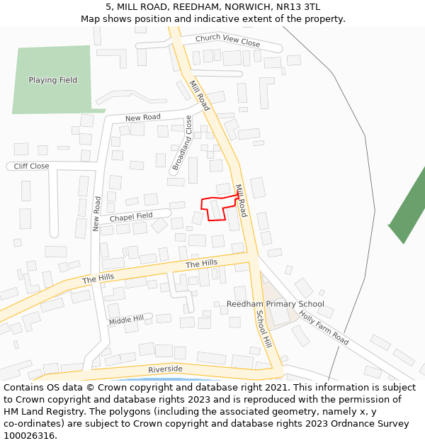 5, MILL ROAD, REEDHAM, NORWICH, NR13 3TL: Location map and indicative extent of plot