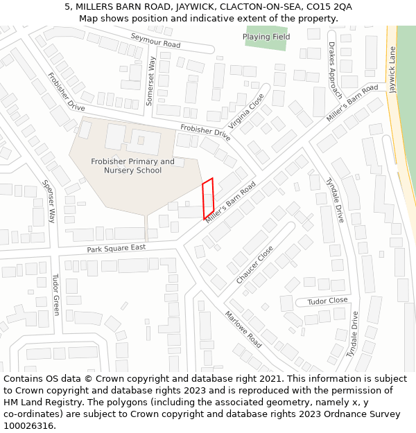 5, MILLERS BARN ROAD, JAYWICK, CLACTON-ON-SEA, CO15 2QA: Location map and indicative extent of plot