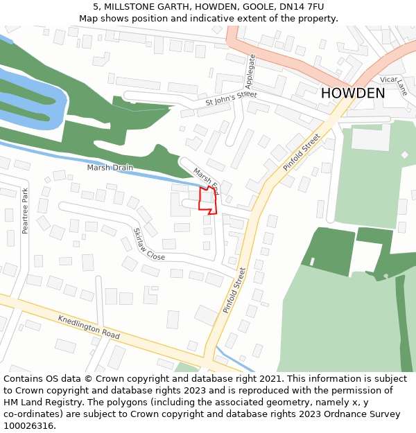 5, MILLSTONE GARTH, HOWDEN, GOOLE, DN14 7FU: Location map and indicative extent of plot