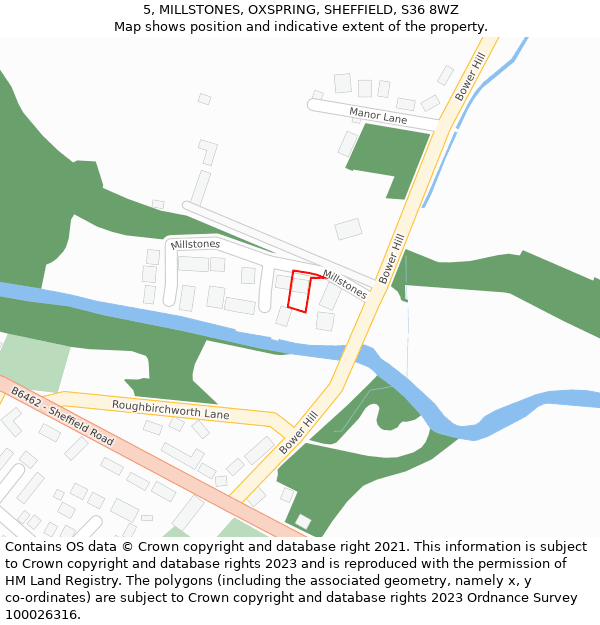 5, MILLSTONES, OXSPRING, SHEFFIELD, S36 8WZ: Location map and indicative extent of plot