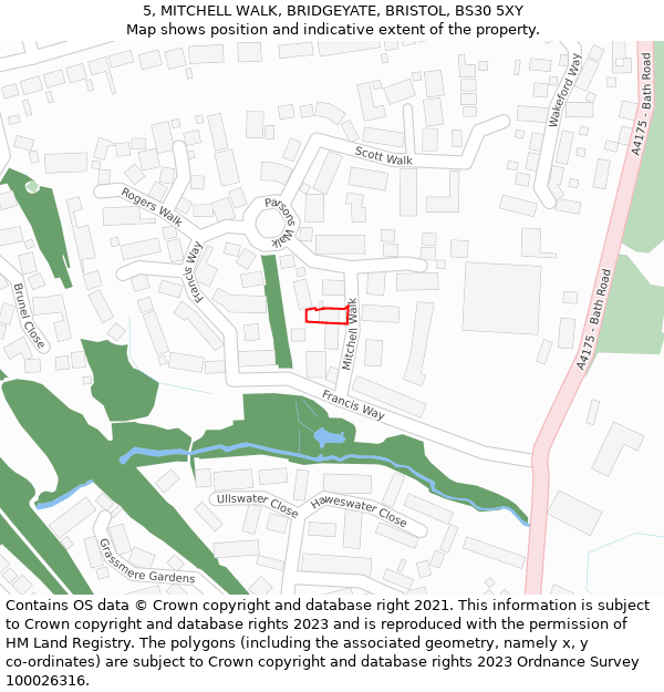 5, MITCHELL WALK, BRIDGEYATE, BRISTOL, BS30 5XY: Location map and indicative extent of plot