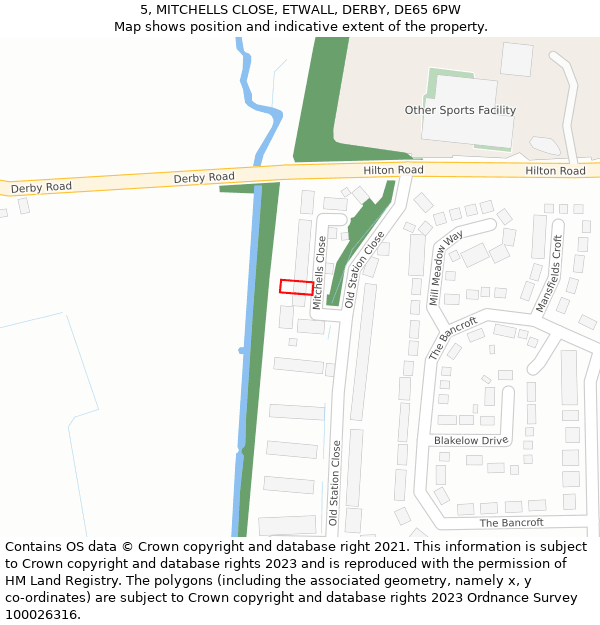 5, MITCHELLS CLOSE, ETWALL, DERBY, DE65 6PW: Location map and indicative extent of plot