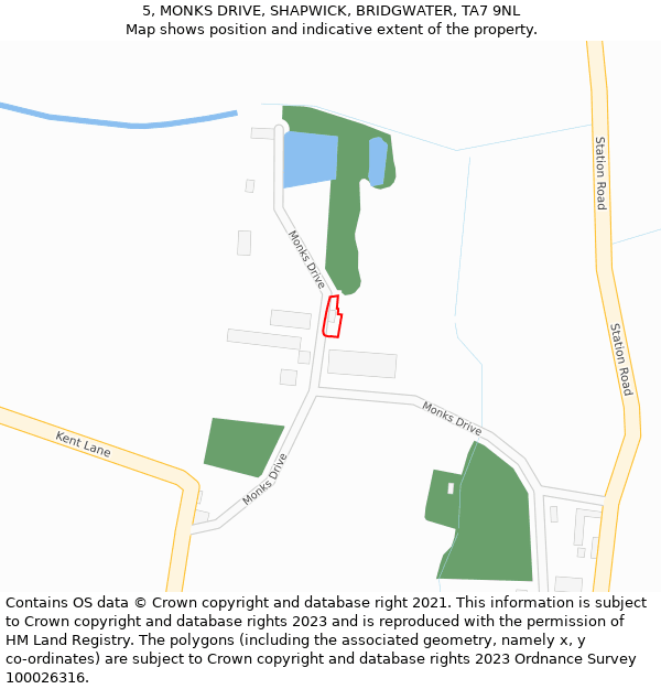5, MONKS DRIVE, SHAPWICK, BRIDGWATER, TA7 9NL: Location map and indicative extent of plot