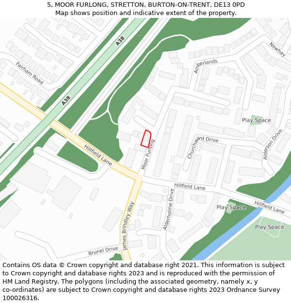 5, MOOR FURLONG, STRETTON, BURTON-ON-TRENT, DE13 0PD: Location map and indicative extent of plot