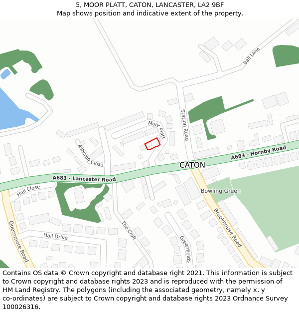 5, MOOR PLATT, CATON, LANCASTER, LA2 9BF: Location map and indicative extent of plot