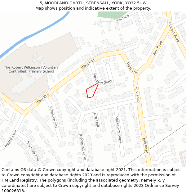 5, MOORLAND GARTH, STRENSALL, YORK, YO32 5UW: Location map and indicative extent of plot