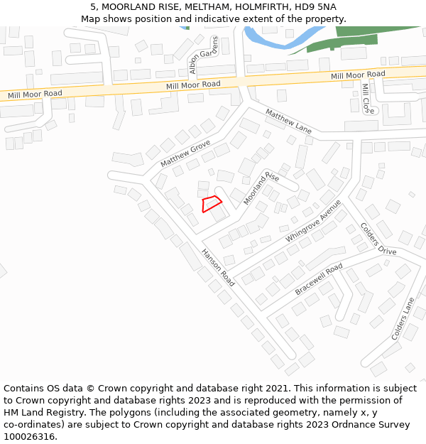 5, MOORLAND RISE, MELTHAM, HOLMFIRTH, HD9 5NA: Location map and indicative extent of plot