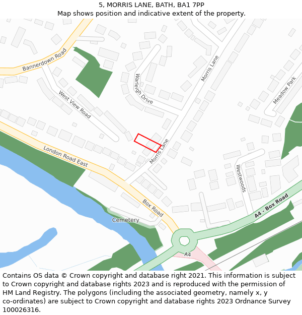 5, MORRIS LANE, BATH, BA1 7PP: Location map and indicative extent of plot