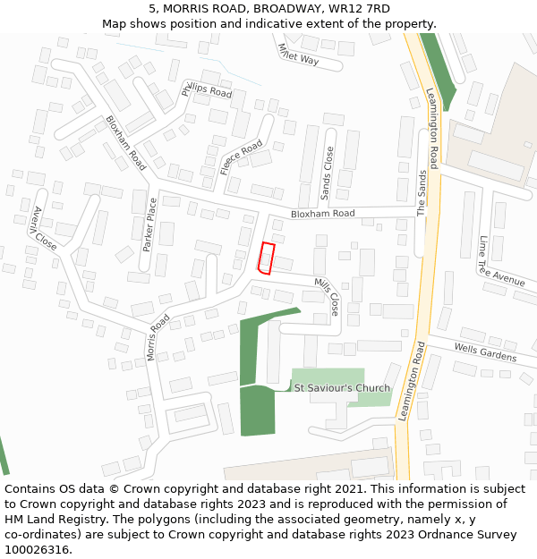 5, MORRIS ROAD, BROADWAY, WR12 7RD: Location map and indicative extent of plot