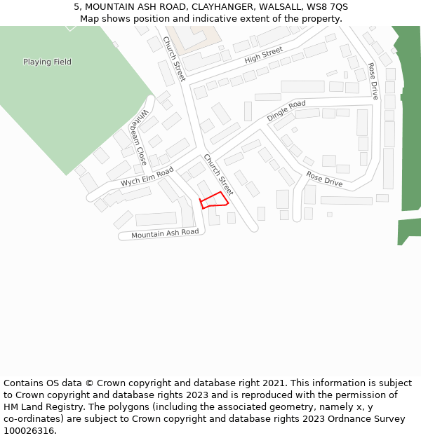 5, MOUNTAIN ASH ROAD, CLAYHANGER, WALSALL, WS8 7QS: Location map and indicative extent of plot