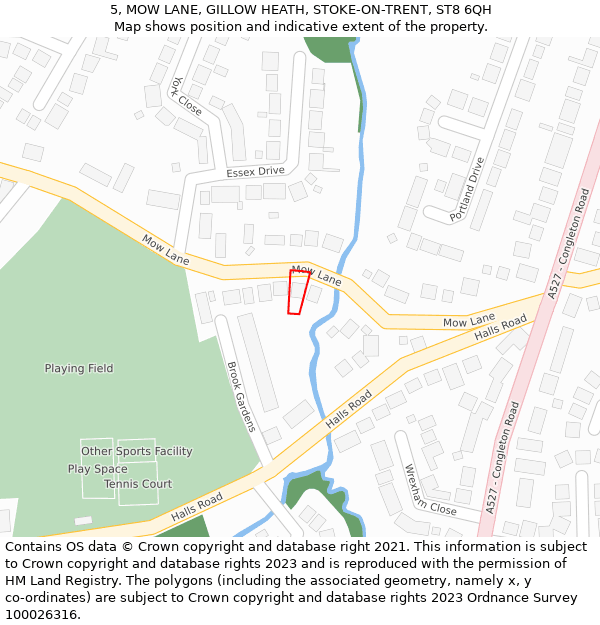 5, MOW LANE, GILLOW HEATH, STOKE-ON-TRENT, ST8 6QH: Location map and indicative extent of plot