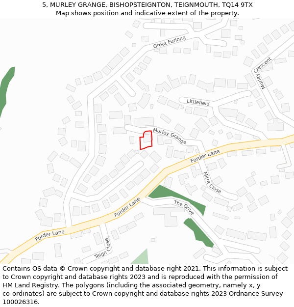 5, MURLEY GRANGE, BISHOPSTEIGNTON, TEIGNMOUTH, TQ14 9TX: Location map and indicative extent of plot