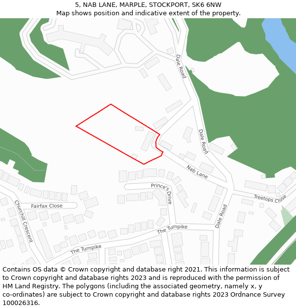 5, NAB LANE, MARPLE, STOCKPORT, SK6 6NW: Location map and indicative extent of plot