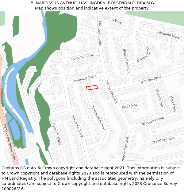 5, NARCISSUS AVENUE, HASLINGDEN, ROSSENDALE, BB4 6LG: Location map and indicative extent of plot