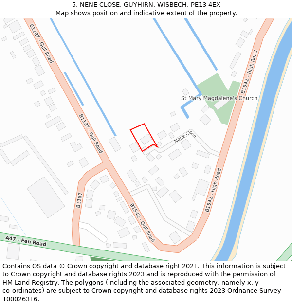 5, NENE CLOSE, GUYHIRN, WISBECH, PE13 4EX: Location map and indicative extent of plot