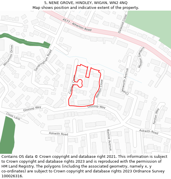 5, NENE GROVE, HINDLEY, WIGAN, WN2 4NQ: Location map and indicative extent of plot