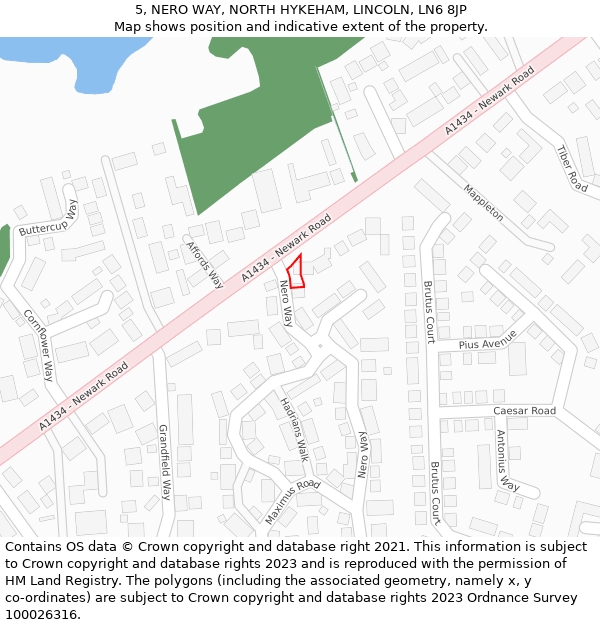 5, NERO WAY, NORTH HYKEHAM, LINCOLN, LN6 8JP: Location map and indicative extent of plot