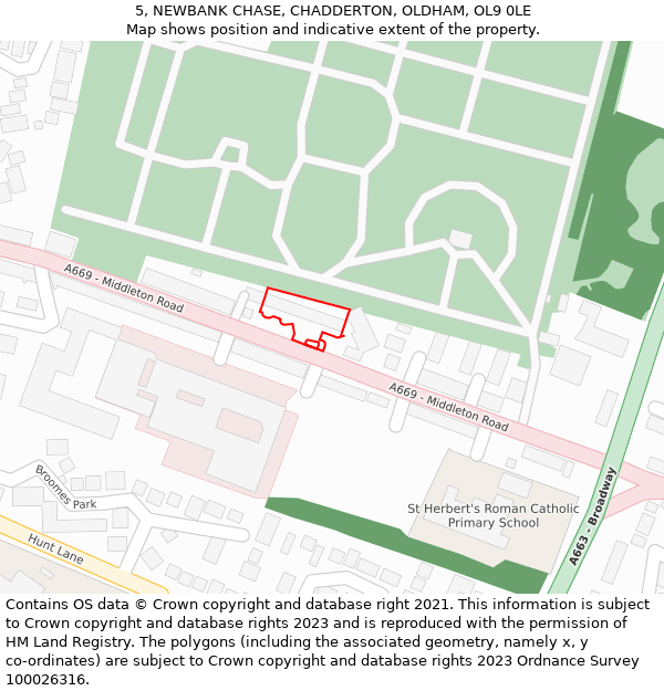 5, NEWBANK CHASE, CHADDERTON, OLDHAM, OL9 0LE: Location map and indicative extent of plot