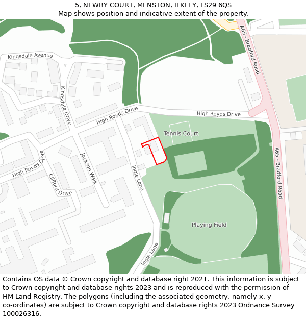 5, NEWBY COURT, MENSTON, ILKLEY, LS29 6QS: Location map and indicative extent of plot