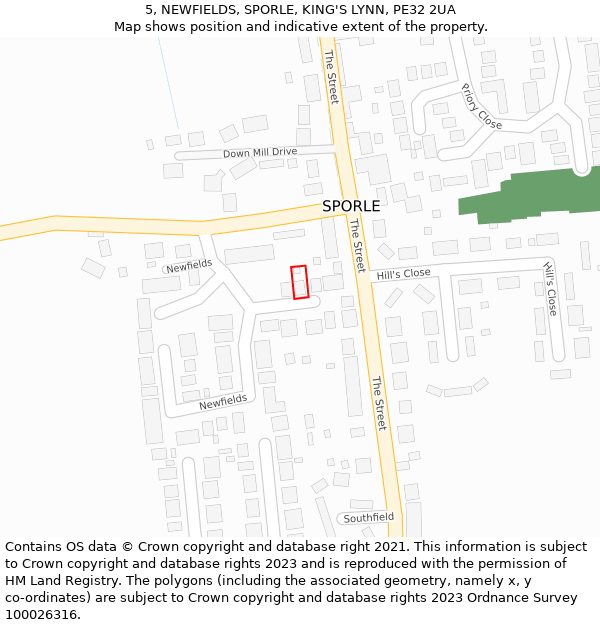 5, NEWFIELDS, SPORLE, KING'S LYNN, PE32 2UA: Location map and indicative extent of plot