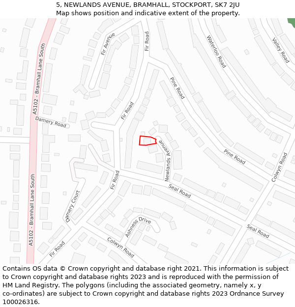 5, NEWLANDS AVENUE, BRAMHALL, STOCKPORT, SK7 2JU: Location map and indicative extent of plot