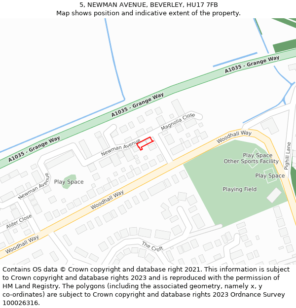 5, NEWMAN AVENUE, BEVERLEY, HU17 7FB: Location map and indicative extent of plot
