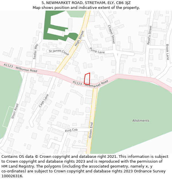 5, NEWMARKET ROAD, STRETHAM, ELY, CB6 3JZ: Location map and indicative extent of plot