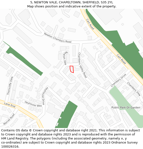 5, NEWTON VALE, CHAPELTOWN, SHEFFIELD, S35 2YL: Location map and indicative extent of plot