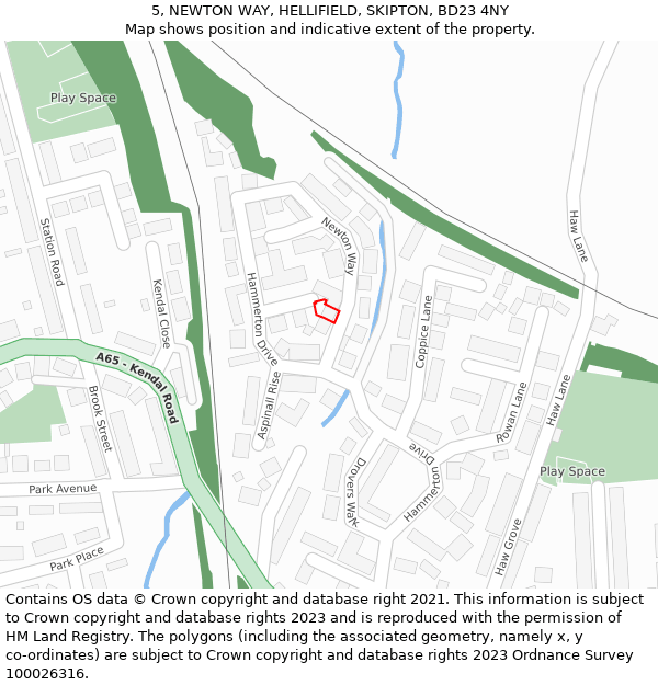 5, NEWTON WAY, HELLIFIELD, SKIPTON, BD23 4NY: Location map and indicative extent of plot