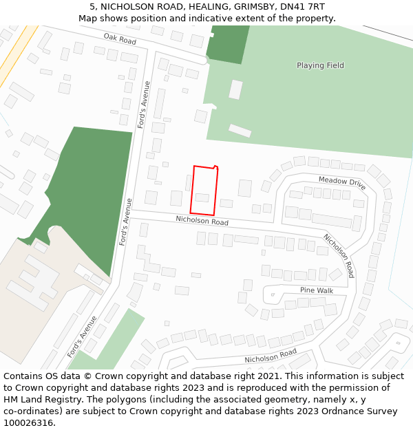 5, NICHOLSON ROAD, HEALING, GRIMSBY, DN41 7RT: Location map and indicative extent of plot