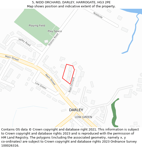 5, NIDD ORCHARD, DARLEY, HARROGATE, HG3 2PE: Location map and indicative extent of plot