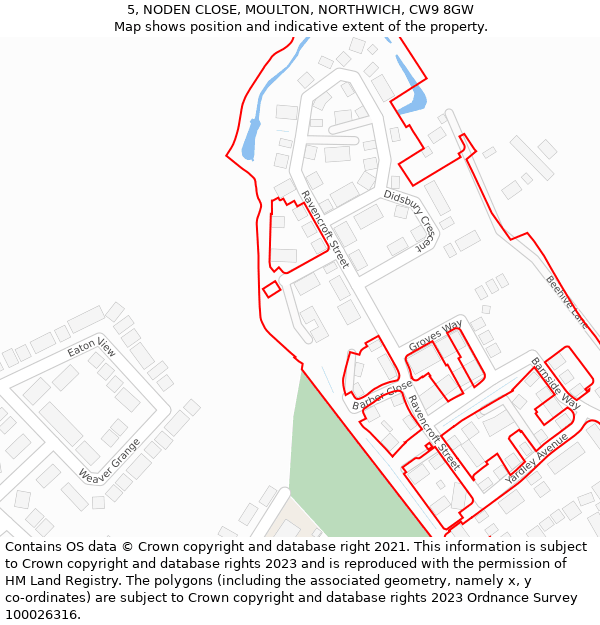 5, NODEN CLOSE, MOULTON, NORTHWICH, CW9 8GW: Location map and indicative extent of plot