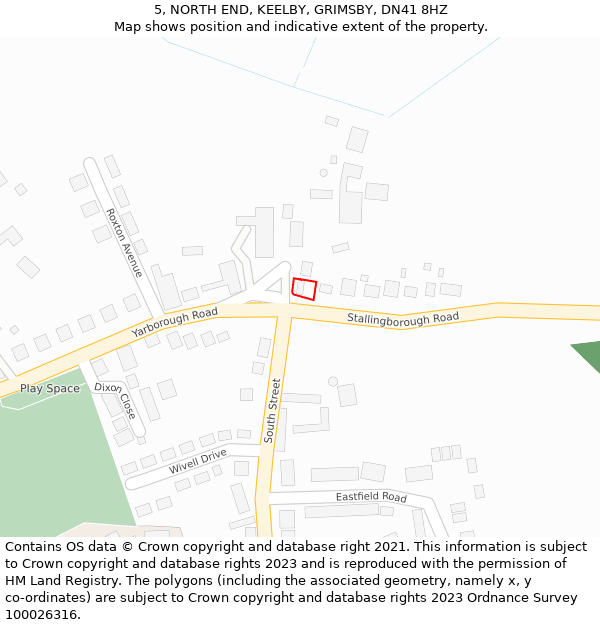 5, NORTH END, KEELBY, GRIMSBY, DN41 8HZ: Location map and indicative extent of plot