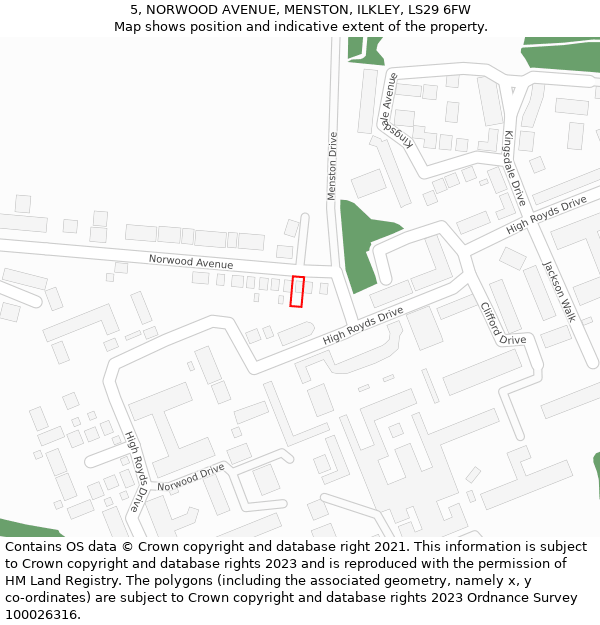 5, NORWOOD AVENUE, MENSTON, ILKLEY, LS29 6FW: Location map and indicative extent of plot