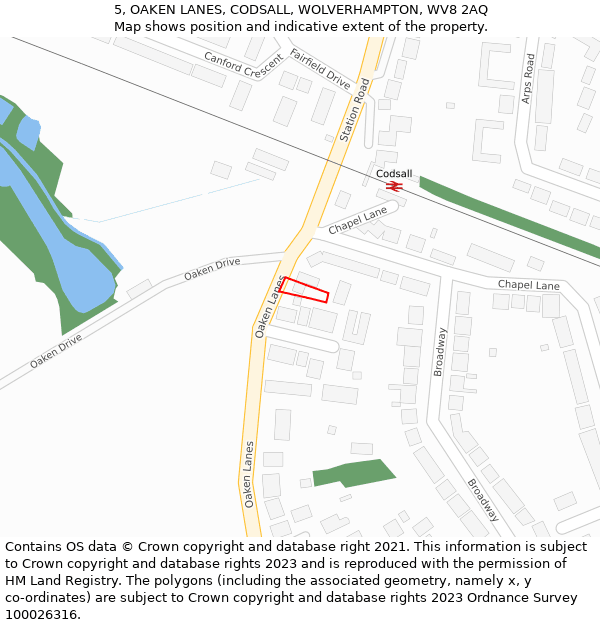 5, OAKEN LANES, CODSALL, WOLVERHAMPTON, WV8 2AQ: Location map and indicative extent of plot