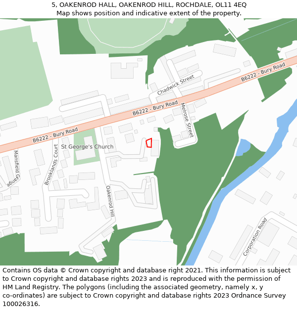 5, OAKENROD HALL, OAKENROD HILL, ROCHDALE, OL11 4EQ: Location map and indicative extent of plot