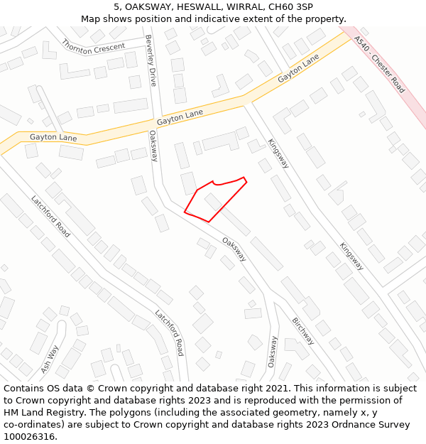 5, OAKSWAY, HESWALL, WIRRAL, CH60 3SP: Location map and indicative extent of plot