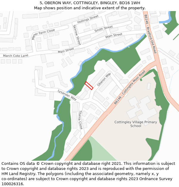 5, OBERON WAY, COTTINGLEY, BINGLEY, BD16 1WH: Location map and indicative extent of plot