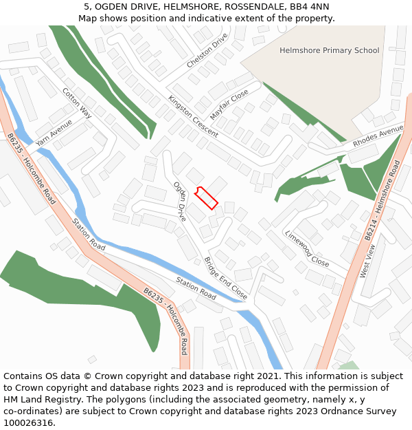 5, OGDEN DRIVE, HELMSHORE, ROSSENDALE, BB4 4NN: Location map and indicative extent of plot