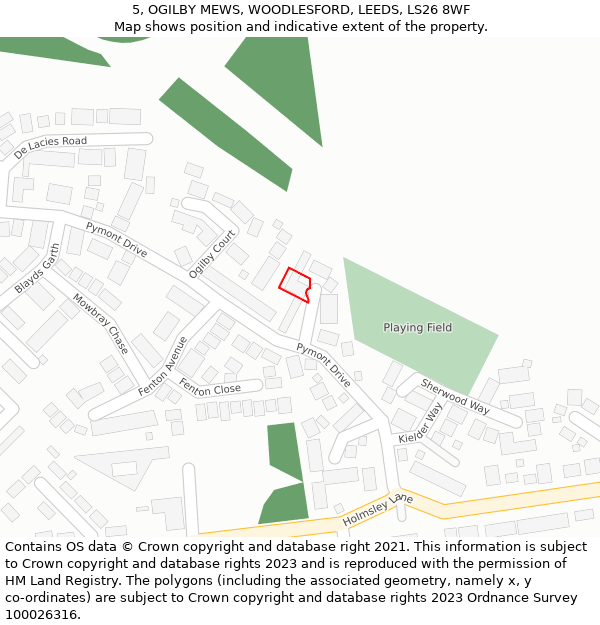 5, OGILBY MEWS, WOODLESFORD, LEEDS, LS26 8WF: Location map and indicative extent of plot