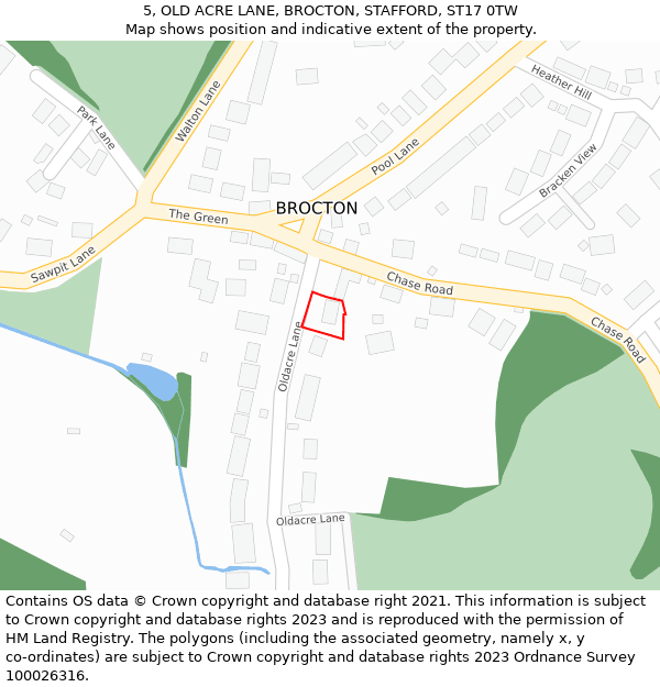 5, OLD ACRE LANE, BROCTON, STAFFORD, ST17 0TW: Location map and indicative extent of plot