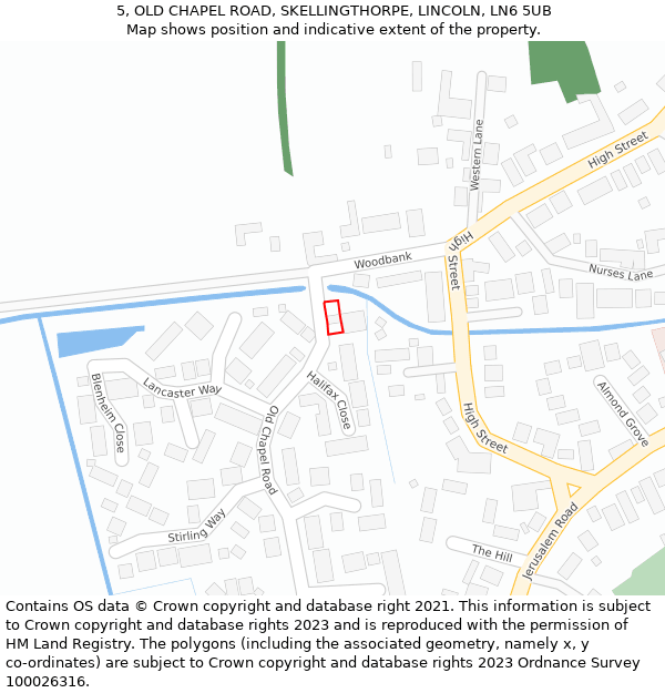 5, OLD CHAPEL ROAD, SKELLINGTHORPE, LINCOLN, LN6 5UB: Location map and indicative extent of plot
