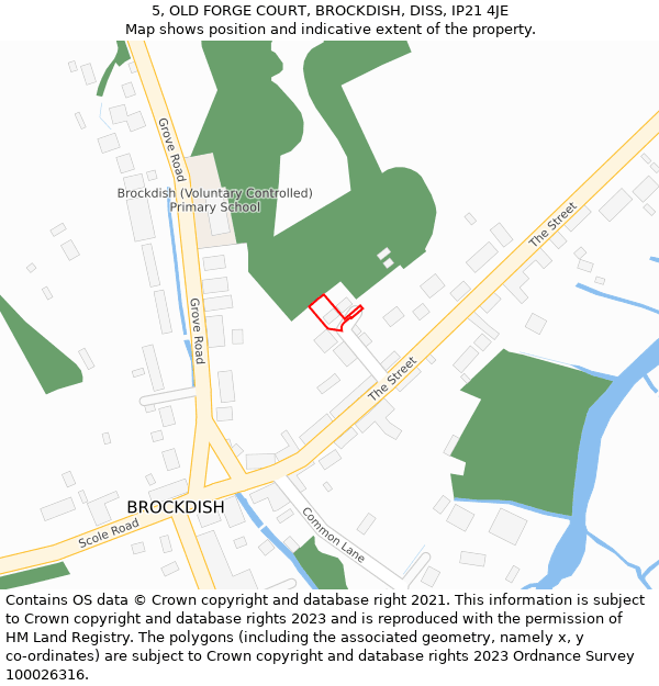 5, OLD FORGE COURT, BROCKDISH, DISS, IP21 4JE: Location map and indicative extent of plot