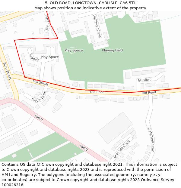 5, OLD ROAD, LONGTOWN, CARLISLE, CA6 5TH: Location map and indicative extent of plot